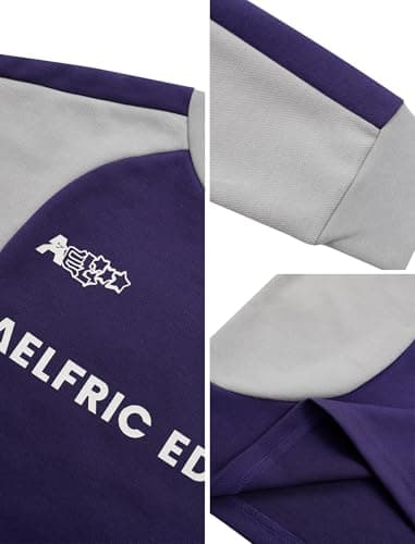 Aelfric Eden Oversized Graphic Sweatshirt for Women Contrast Color Crewneck Long Sleeve Tops Casual Pullover Purple Small - Thumbnail 4