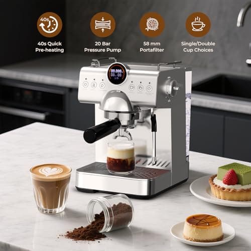 Havato Espresso Machine with Milk Frother,20 Bar Semi-Automatic Expresso Coffee Machine for Home,50oz Removable Tank,Hot & Cold Brew,Single & Double Shot Latte Machine - Thumbnail 4