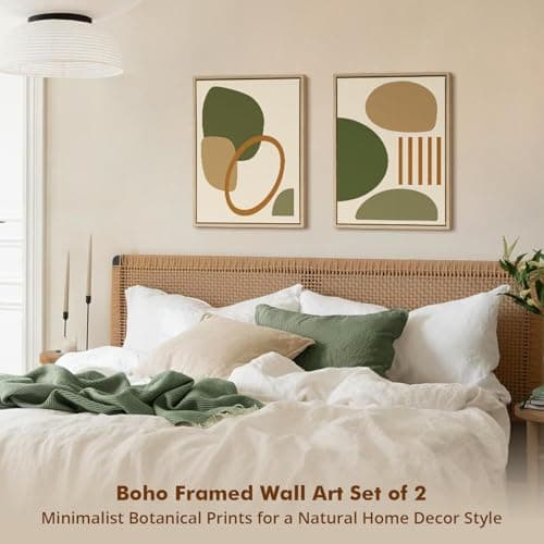 DAJONART Neutral Botanical Wall Art Set of 2,Terracotta & Sage Green Abstract Prints Duo Framed Canvas for Boho, Japandi, and Earth Tone Home Decor, Abstract Earth-Tone Geometric Canvas Art,12x16 in - Thumbnail 6