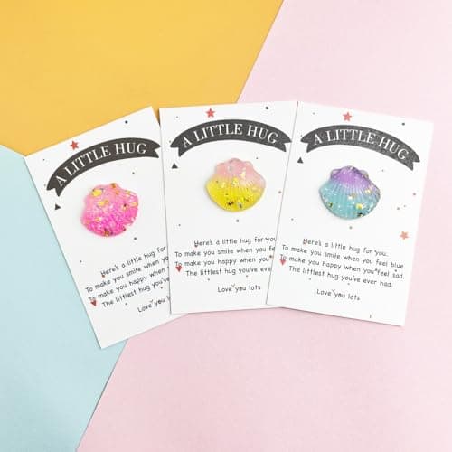 mountova 10 Sets Pocket Hug Card with Shell Token Encouragement Greeting Cards with Motivational Quotes Inspirational Emotional Support Anxiety Relief Keepsakes for Friends, Family - Thumbnail 3