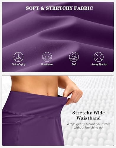 G Gradual Women's Golf Skirts Skort 4 Side Pockets High Waisted Stretchy Tennis Skirt with Short Athletic Casual (Deep Purple, M) - Thumbnail 6