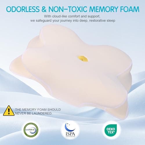 Cervical Pillow for Neck Pain Relief, Contour Memory Foam Pillows, Adjustable Orthopedic Pillow with Cooling Pillowcase for Side, Back, Stomach Sleepers, Ergonomic Neck and Shoulder Support - Thumbnail 5