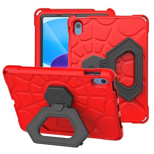 YIHE Shockproof Kids Case for iPad (A16) 11th Generation 11 Inch 2025/ iPad 10th Generation 10.9 inch 2022, Durable Protective Cover with Built-in Screen Protector & Stable Stand, Red Black - Image 1