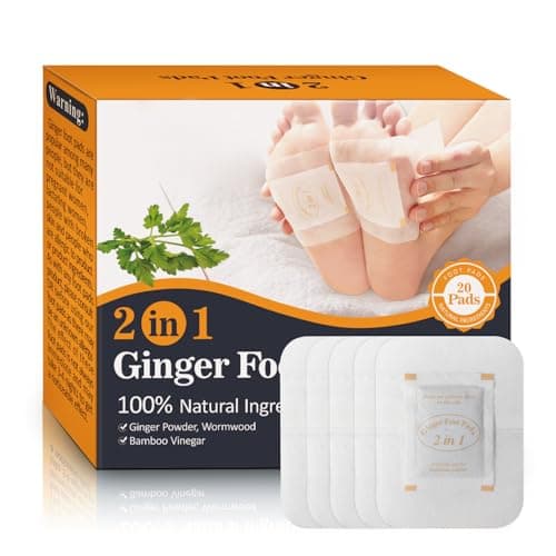 Niifawh 2 in 1 Foot Pads, Tear and Use Ginger Wormwood with Pure Natural Ginger Powder Bamboo Vinegar Wormwood, Bigger Adhesive ''Stay in Place'' All Night, 20 Pads
