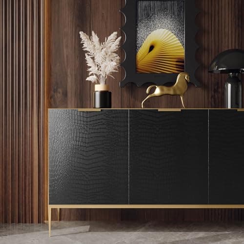 Black Crocodile Wallpaper Peel and Stick - Embossed Black Textured Contact Paper for Cabinet Bedroom Removable Self Adhesive Waterproof Vinyl Wrap Renter Friendly Wall Gift Paper 15.7" X 393.7" - Thumbnail 5