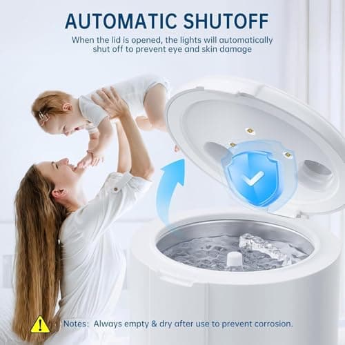Ultrasonic Retainer Cleaner Machine, 45kHz Dental Cleaning Pod with Digital Timer for Dentures, Mouth Guards, Night Guards, Aligners, Toothbrush, Jewelry, Dental Appliances, 200ML Capacity - Thumbnail 6