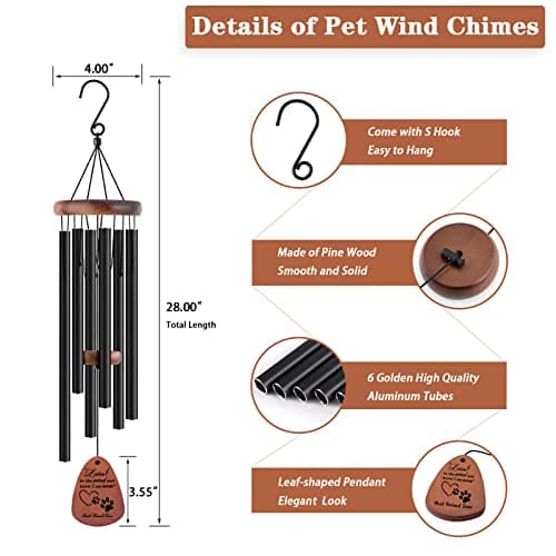 Dog Memorial Gifts, 28" Pet Memorial Wind Chimes, Loss of Dog Sympathy Gift, Pet Loss Passing Away Remembrance Bereavement Gift - Thumbnail 5
