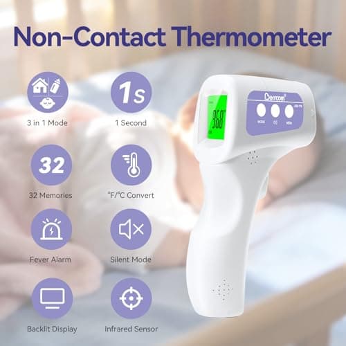 Berrcom 3-in-1 Non-Contact Infrared Forehead Thermometer, Purple - Thumbnail 2