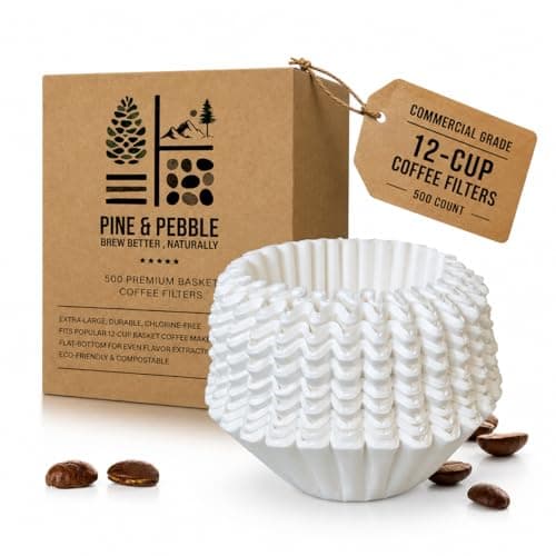 Pine & Pebble® 12-Cup Large Commercial Coffee Filters, 500 Count | Tall-Walled Basket Style (9.84" x 4.33") | No Grounds, No Mess | Fits BUNN & Standard Coffee Makers | Bulk for Cafés & Offices - Image 1