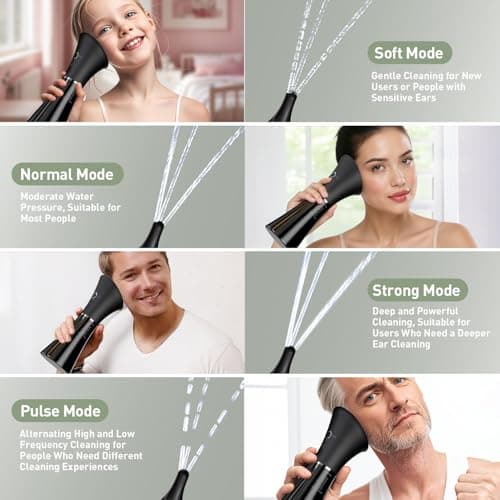 Ear Wax Removal - Electric Ear Cleaner with IPX7, Water Powered Ear Cleaning Tool with Irrigation Flusher, 6 Tips, 4 Pressure Settings - Safe & Effective for Ear Wax Cleaning Gifts for Women Men - Thumbnail 5