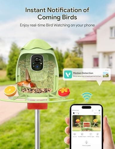 ​Osoeri AI Smart Bird Feeder with Camera - 2K HD Live Video & AI Identify Birds, Solar Powered Birdfeeder for Outdoors, 2.4GHz WiFi, Real-Time Alerts, Best Gifts for Bird Lovers & Families - Thumbnail 3