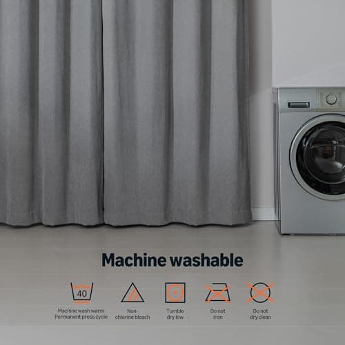 Amazon Basics Chenille Room Darkening Curtains, Light Filtering Window Drapes for Bedroom and Living Room, 2-Panel Set with Grommets, 42" W × 63" L, Grey Solid - Thumbnail 6