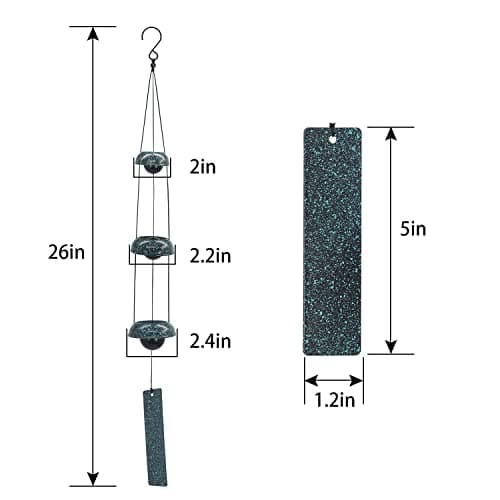 ASTARIN Temple Wind Chimes - Dark Atrovirens, 3 Bells, Feng Shui Home Yard Decoration, Memorial Gift for Peace Lovers - Thumbnail 3