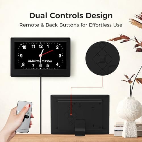 7'' Digital Clock, Dementia Clock With Date And Time, 10 Reminders, 6 Alarms, Auto-Dimming, Auto DST, Remote Control, Large Display Alarm Clock For Seniors, Gifts For People With Dementia, Alzheimers - Thumbnail 5