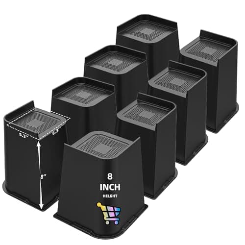 NKPOPHETE 8 inch Bed Risers Adjustable Furniture Risers - Heavy Duty Non-Slip Lift Supports for Beds/Couches/Sofas, Durable Square Design with Creates Storage Space (8 Pack Black, L8 lnch)