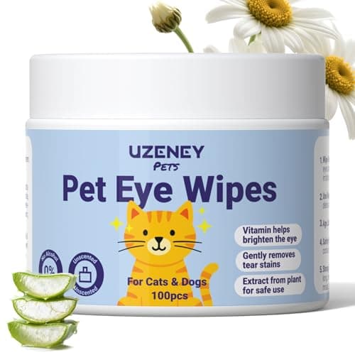 UZENEY Eye Wipes for Dogs & Cats, Eye Cleaning and Grooming Wipes Gently Removes Eye Tear Stain, Deris, Discharge, Safe Ingredients for Pet, Unscented, 100pcs - Image 1