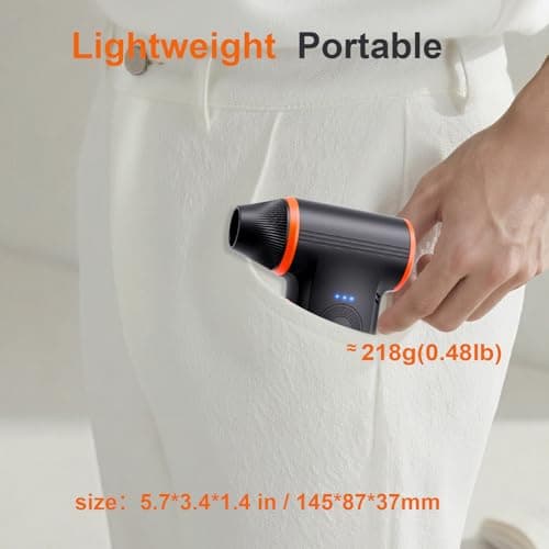 Compressed Air Duster-150000RPM Super Power Rechargeable Air Duster, 3-Gear Adjustable Mini Blower with Fast Charging, Electric Air Duster for Leaves,Computer, Keyboard, (Black) - Thumbnail 6