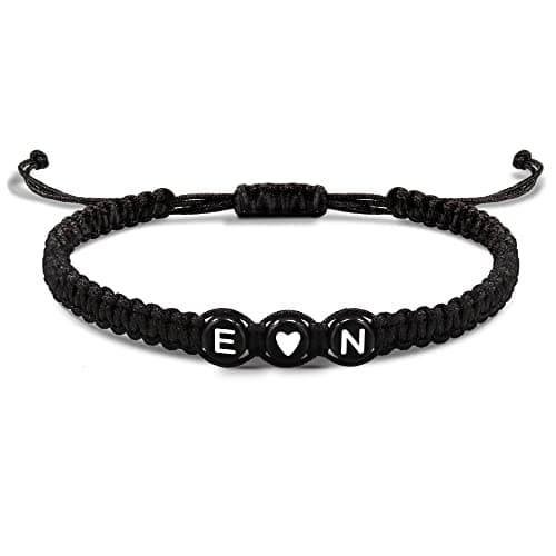 Btysun Couple Bracelets for Women Men Link Initial Bracelet E&N Handmade Braided Gifts for Girlfriend Wife Adjustable Sister Daughter Birthday Christmas Jewelry - Image 1