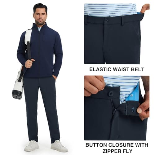 M MAELREG Men's Golf Pants Quick Dry Lightweight 30/32/34 Stretch Work Dress Casual Trousers with 4 Pockets Golf Pants Men Navy - Thumbnail 3