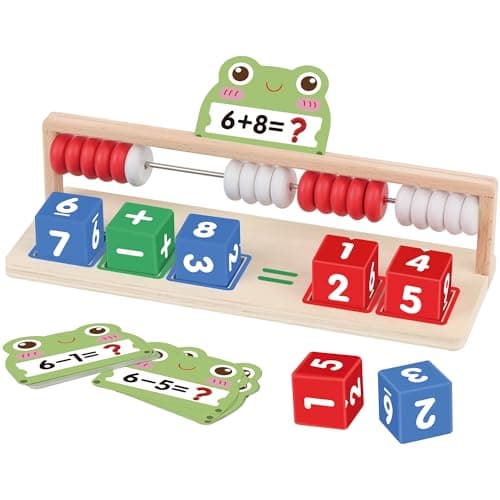 Ranqibo Wooden Math Learning Toys, Number Blocks Toys, Abacus for Kids Math,Montessori Toys for 3-5 Year Old Boys Girls Birthday Gifts
