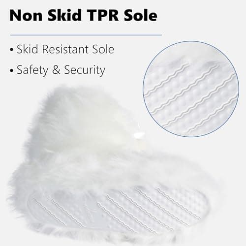 Forfoot Women Slippers, Fluffy Bootie Slippers Gift for Elderly Woman Soft Fleece Plush House Shoes Warm Indoor White Slipper Boots Size 11 - Thumbnail 4