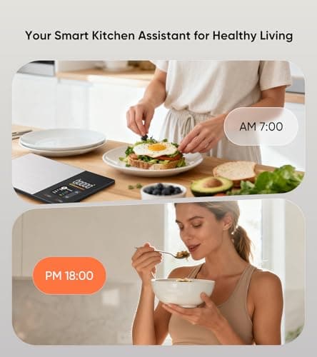 KUAIVO Smart Nutrition Food Scale with TFT Display, Tracks Calories, Fat, Carbs & Protein, Works with App for Daily Reports, 50 Built-in Foods, 23 Nutrients, Digital Kitchen Scale for Meal Prep - Thumbnail 6