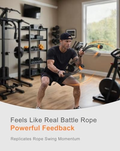 Adjustable Weighted Ropeless Battle Ropes with 6 Weight Rings, Heavy Duty Cordless Battle Rope for HIIT & Cardio Full-Body Workout, Non-Slip Spiral Handles, Home Gym Equipment for Women & Men - Thumbnail 3