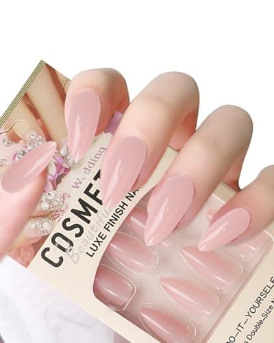 Molirex 48 Pcs Press On Nails with Toenails Almond Nails Press Ons in 12 Sizes, 2 Pack Nail Kit Nude - Thumbnail 2