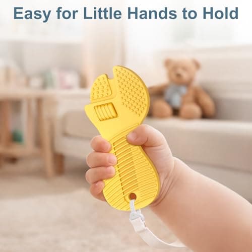 Baby Tool Teether Set, 4 Pack Silicone Textured Teething Toys for Boys 3–12 Months, Wrench Screwdriver Hammer Axe Chew Toys for Teething Relief, Newborn Infant & Toddler Baby Stuff - Thumbnail 4