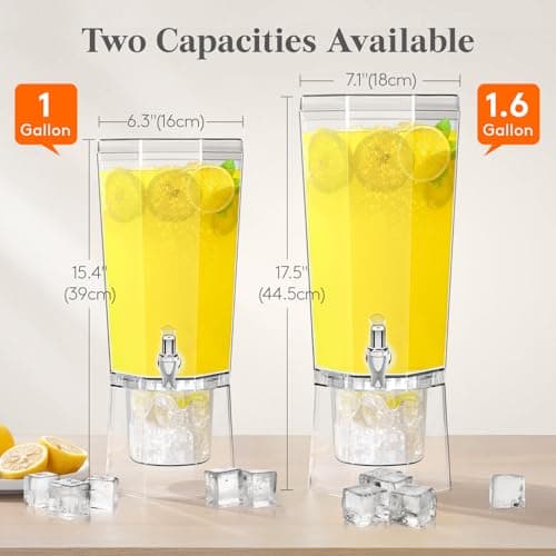 Lifewit 1 Gallon Drink Dispenser for Parties 2 Pcs, 4L Plastic Beverage Container with Stand for Juice/Tea/Soda & Lemonade, Clear Water Pitcher with Spigot for Mimosa Bar Hosting 39 x 16 cm/15x6" - Thumbnail 4