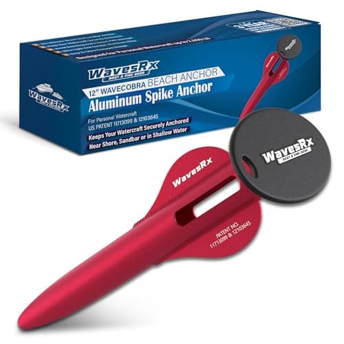 WAVESRX Patented Aluminum Spike Beach Anchor | Ultra-Light Sand Anchor for Boat, Pontoon, PWC, Jet Ski or Kayak | Secure and Effective Watercraft Anchoring Near Shore, Sand-bar or in Shallow Water