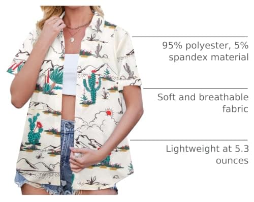 Western Shirt for Women Cowgirl Shirts Boho Graphic Button Down Country Concert Outfits Retro Cowboy Clothes Tops Beige - Thumbnail 4