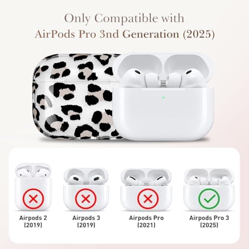 Delidigi Cute Leopard Print Case Compatible with AirPods Pro 3 Case with Keychain, Translucent TPU Protective Cover for Apple AirPods Pro 3nd Generation 2025, Two-Piece Snap-Fit - Thumbnail 5