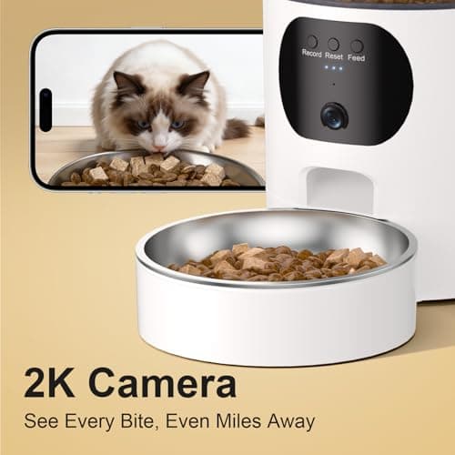 Automatic Cat Feeder with 2K Camera, 5G WiFi 6.5L Smart Pet Feeder for Cat & Small Dog, Automatic Dog Feeder with Night Vision, 2-Way Audio, Motion Detection, Feeding Schedule & App Control - Thumbnail 2