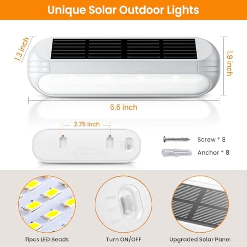AHAORIGIN Outdoor Solar Lights for Outside, 10 Pack Bright Solar Fence Lights with Multi-Color Changing & Warm White Mode, Upgraded Solar Step Lights Outdoor Waterproof for Garden Deck Post Stair Wall - Thumbnail 6