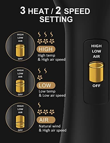LANDOT Hair Blow Dryer Brush - 60mm Oval Barrel One-Step Hot Air Styler, Ionic Frizz Control, 3 Heat/2 Speed, Lightweight Volumizing Brush for Thick Fine Curly Hair - Thumbnail 6