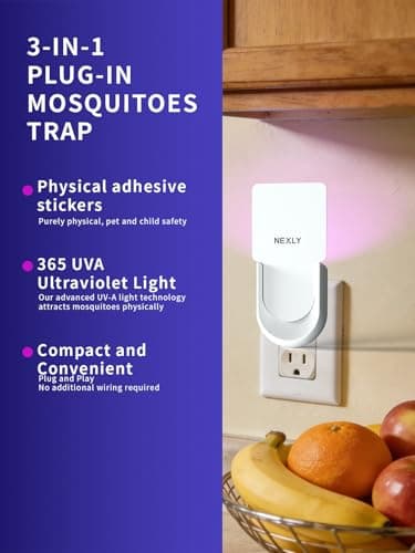 NEXLY MK030 Fly Trap Indoor Plug in Fruit Fly Mosquito Killer Glue Traps Gnat Zapper Catcher for Indoors Night Light Flying Trap Zappers for Home Bedroom Living Room Kitchen Basement - Thumbnail 3