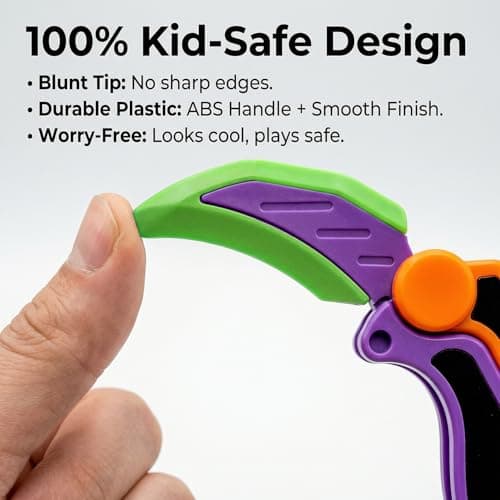Fidget Claw Toy with Soft Silicone Blade, Plastic Karambit Practice Toy for Finger Spinning, 3D Printed Style Folding Pocket Spinner for Teens and Adults (Gold) - Thumbnail 2
