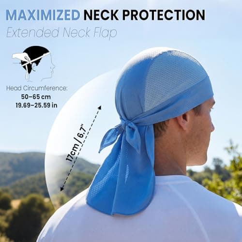 YANIKY Bandana Skull Cap with Neck Flap,Value Set Helmet Liner for Motorcycle Cycling Construction, Cooling Breathable Do Rag - Thumbnail 2