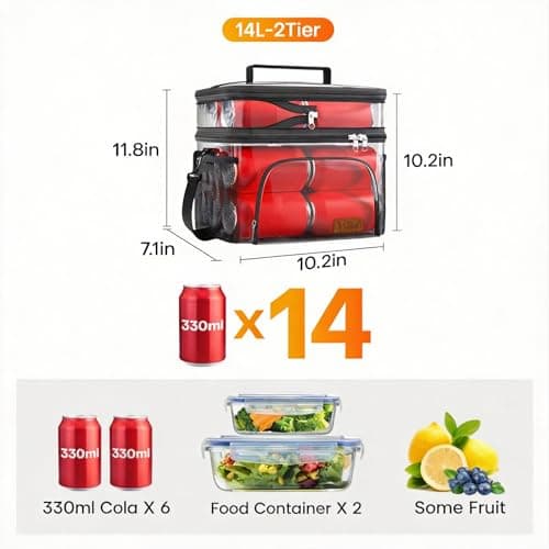 BentoBloom Insulated Lunch Bag for Men Women, Large Reusable Lunch Box with Adjustable Shoulder Strap, Leakproof Freezer-Safe Tote Bag for Work, Picnic, Office, 600D Waterproof Fabric - Thumbnail 6