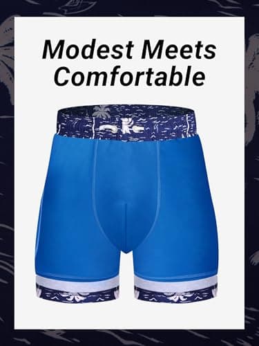 Arcweg Mens Swimming Trunks 2 in 1 with Boxer Liner 5.5" Quick Dry Swimwear Bathing Suit Swim Shorts with Zipper Pockets - Thumbnail 4