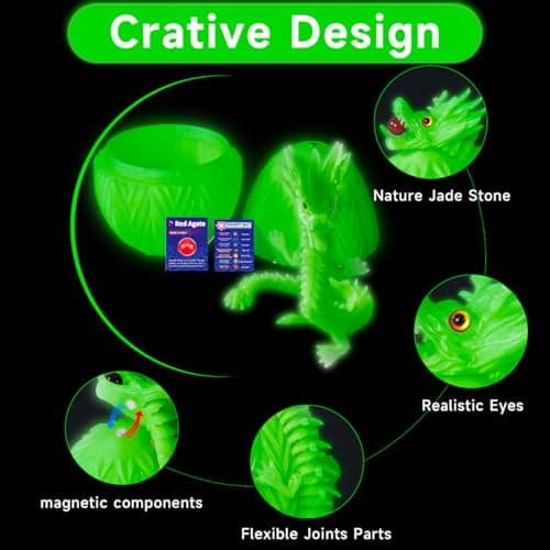 Cucue 3D Printed Dragon Egg - 3D Printed Dragon Toy with Surprise Energy Stone Inside - Articulated Fidget Toys for Home Office Decor - Unique Figurines, Desk Toys, Gifts for Kids & Adults - Thumbnail 4