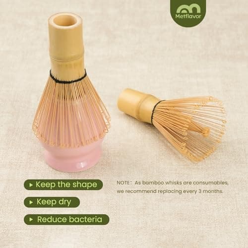 Matcha Whisk Set, Ceramic Bowl Matcha Kit & Handcrafted Bamboo Chasen, Complete 5 Pcs Matcha Set Whisk and Bowl, Stainless Steel Sifter, Bamboo Scoop & Holder for Matcha Lovers - Thumbnail 6