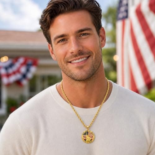 Uloveido Statue of Liberty Necklace for Men Women | 1776-2026 America 250th Anniversary Necklace with American Flag Pendant | 18K Gold Plated Stainless Steel Rope Chain Patriotic USA Jewelry Gift YA7078 - Thumbnail 2