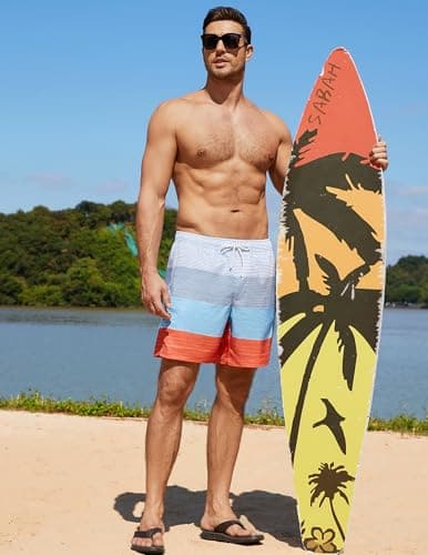 CoozySphere Mens Swim Trunks with Mesh Lining Quick Dry Bathing Suits for Men Swimwear Board Shorts 7 Inch XXL - Thumbnail 4