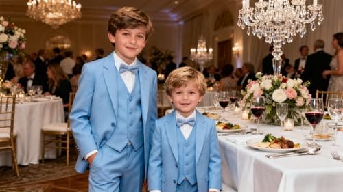 Suit for Boys Blue Tuxedo Slim Formal Sets for Boy 5 Piece Suits Size 12 - Thumbnail 2