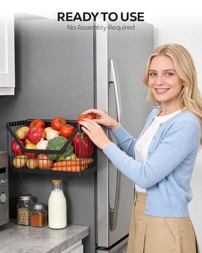 Nieifi Magnetic Laundry Organizer, Onion Potato Storage, Magnetic Fridge Organizer 4 Pack - Fruit & Vegetable Storage Basket with Utensils Racks, Paper Towel Holder for Kitchen, Laundry Room - Thumbnail 5