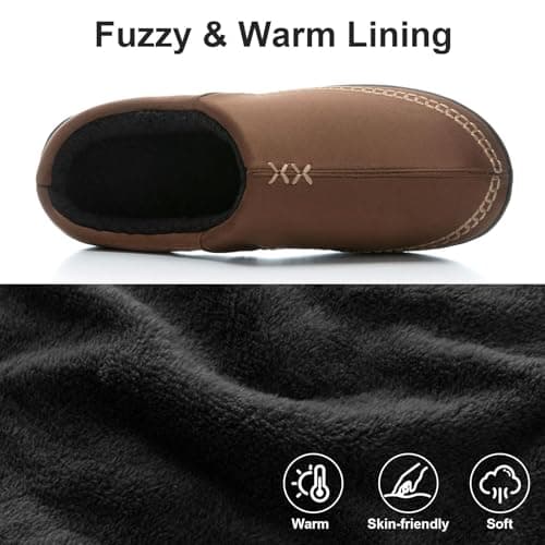 GOEWY Mens Moccasin Slippers with Memory Foam Indoor Outdoor House Shoes Non-Slip Men's Slipper Warm Comfy Slippers for Men Gifts for Men Him Dad Coffee 9 10 - Thumbnail 5