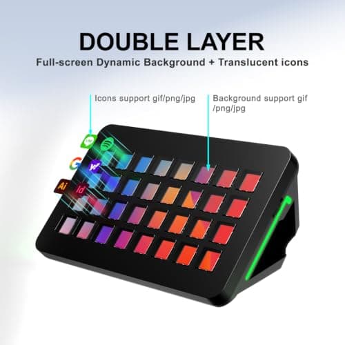 TreasLin/VSDinside XL Streaming Deck & Macro Keypad – 32 Customizable Keys with Scroll Wheels + RGB Light, Programmable Shortcut Keyboard for Gamers Creators Work on OBS Twitch Zoom Teams PS Excel - Thumbnail 3