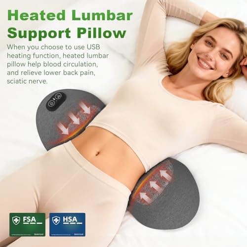3 in 1 Electric Lumbar Massager Support Pillow - Lower Back Massager with Heat,Vibration & Airbag Traction,Smooth Triple Fusion Lumbar Support Massager for Lower Back Pain Relief FSA Eligible HSA - Thumbnail 2